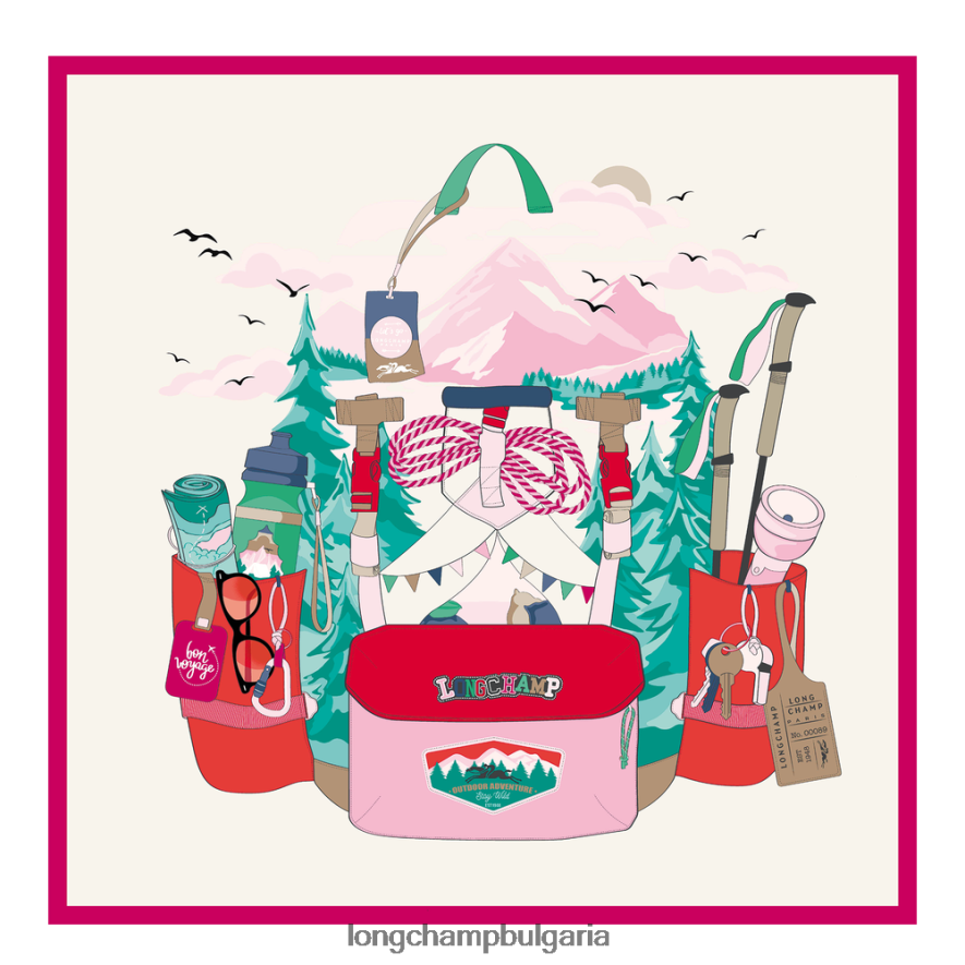 розово Жени копринен шал колекция пролет/лято 2023 70 аксесоари Longchamp 6084PZ1034