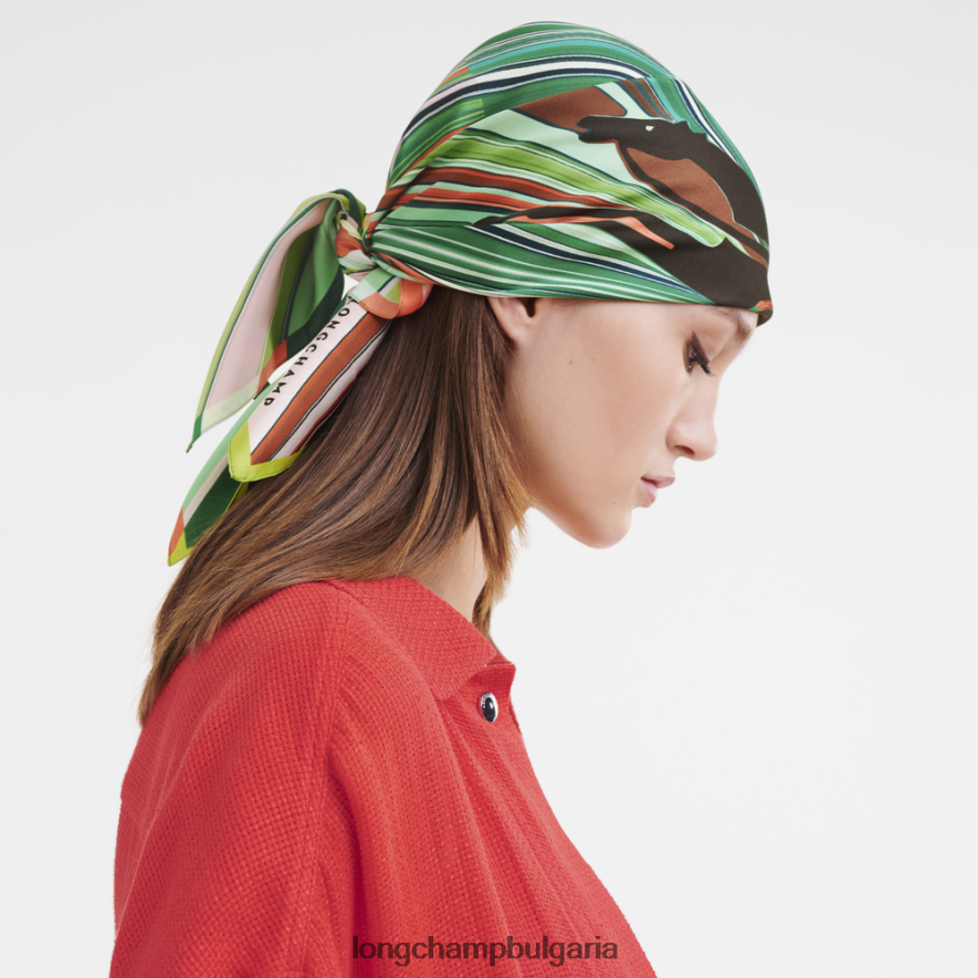 трева/зелена светлина Жени копринен шал колекция пролет/лято 2023 70 аксесоари Longchamp 6084PZ1038