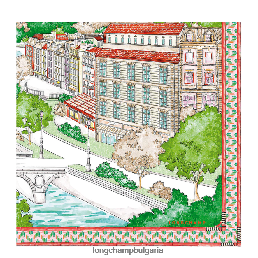 оранжево Жени копринен шал колекция пролет/лято 2023 90 аксесоари Longchamp 6084PZ1044