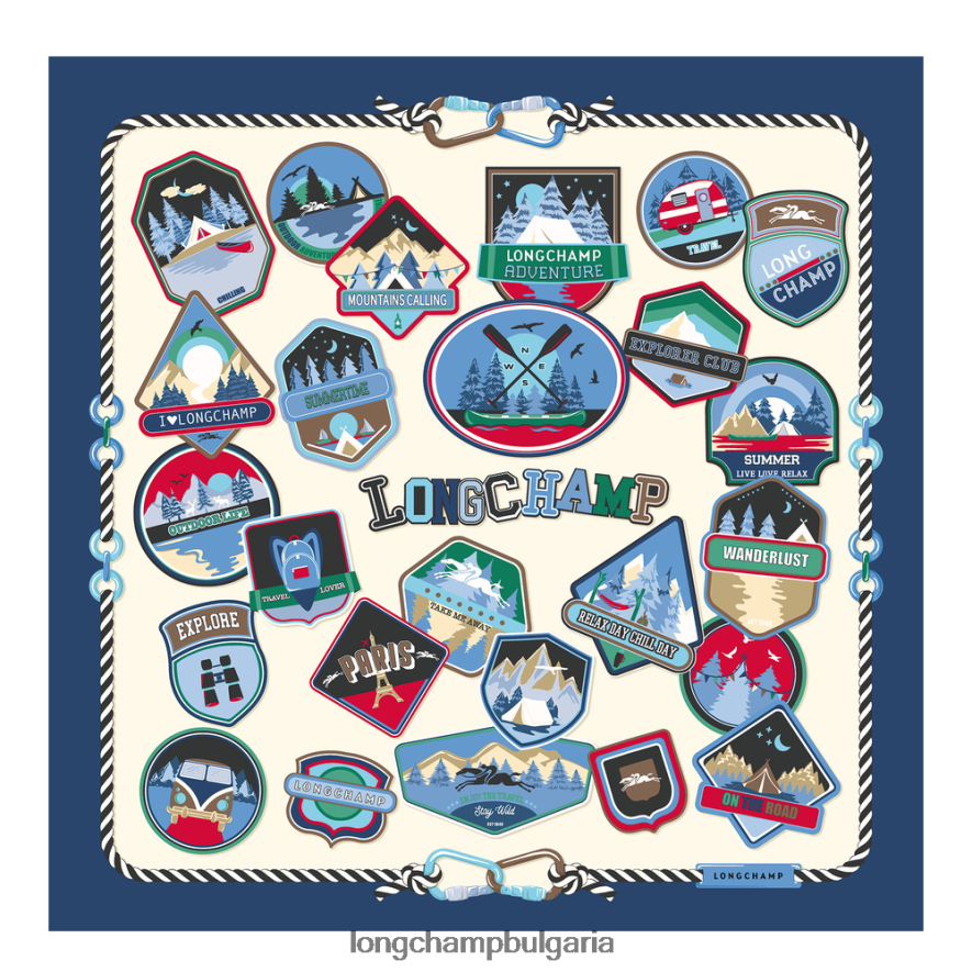 военноморски флот Жени копринен шал колекция пролет/лято 2023 90 аксесоари Longchamp 6084PZ1056