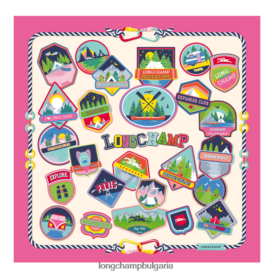 фуксия Жени копринен шал колекция пролет/лято 2023 90 аксесоари Longchamp 6084PZ1057