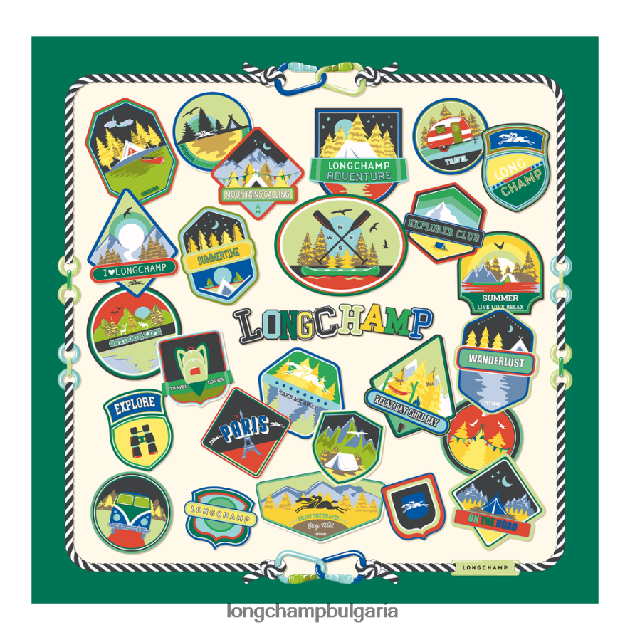 трева/зелена светлина Жени копринен шал колекция пролет/лято 2023 90 аксесоари Longchamp 6084PZ1058