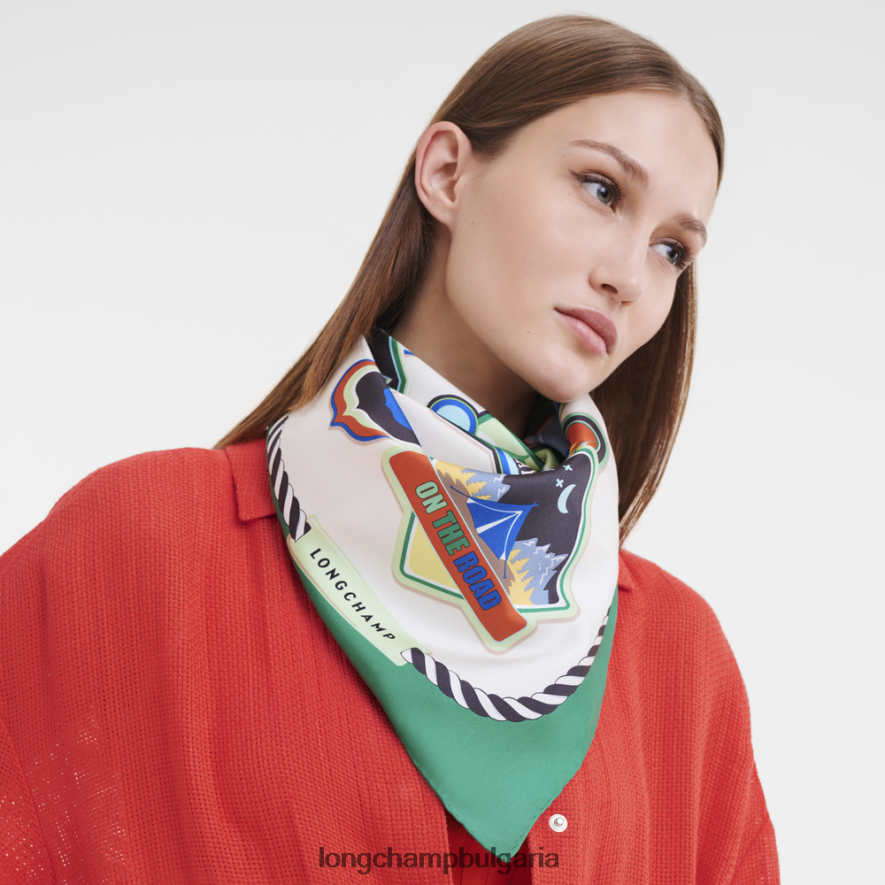 трева/зелена светлина Жени копринен шал колекция пролет/лято 2023 90 аксесоари Longchamp 6084PZ1058