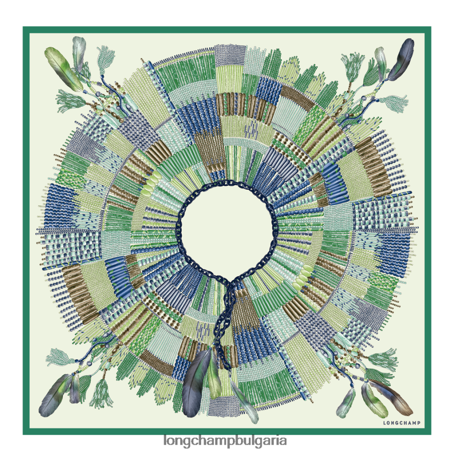 трева/зелена светлина Жени копринен шал колекция пролет/лято 2023 90 аксесоари Longchamp 6084PZ1061