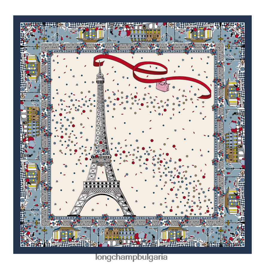 военноморски флот Жени копринен шал от колекция пролет/лято 2023 г аксесоари Longchamp 6084PZ1009
