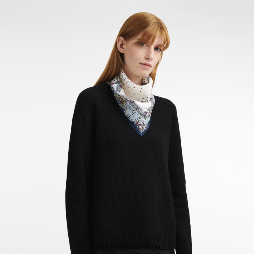 военноморски флот Жени копринен шал от колекция пролет/лято 2023 г аксесоари Longchamp 6084PZ1009