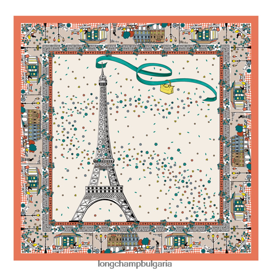 оранжево Жени копринен шал от колекция пролет/лято 2023 г аксесоари Longchamp 6084PZ1010