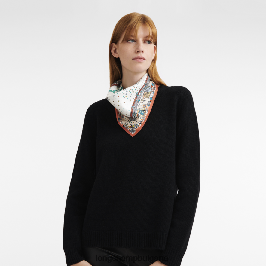 оранжево Жени копринен шал от колекция пролет/лято 2023 г аксесоари Longchamp 6084PZ1010