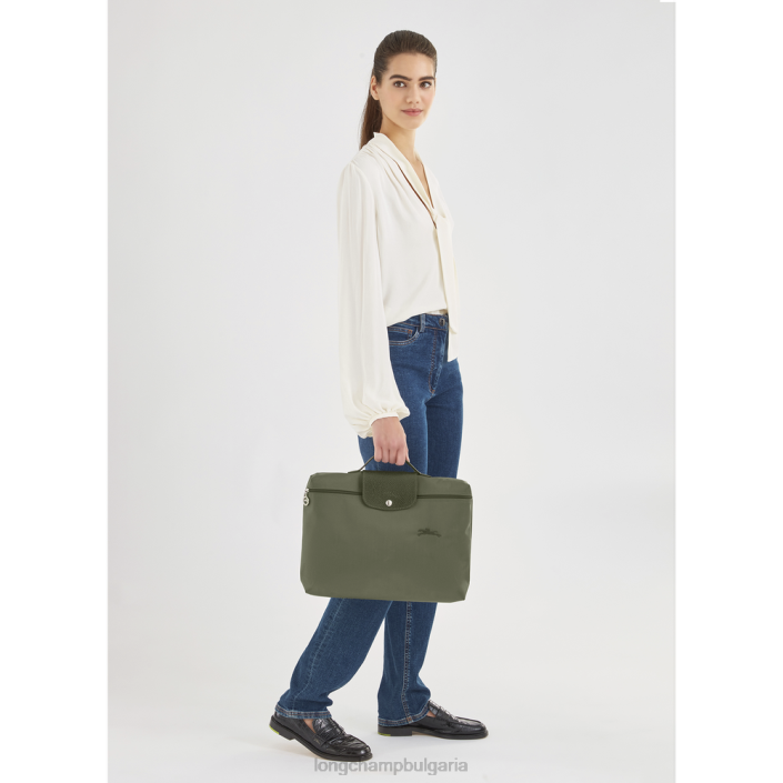 гора мъже зелена папка за документи le pliage чанти Longchamp 6084PZ493