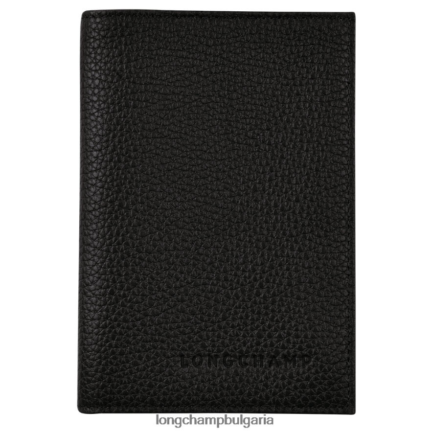 черен мъже корица за паспорт le foulonne кожени изделия Longchamp 6084PZ724