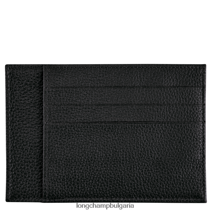 черен мъже притежател на карта le foulonne кожени изделия Longchamp 6084PZ650
