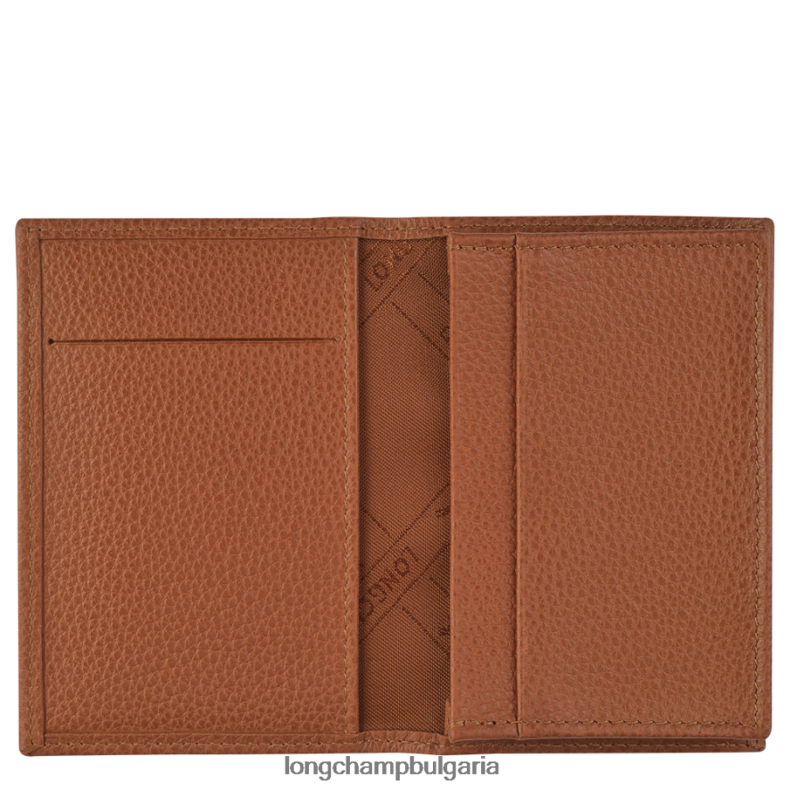 карамел мъже притежател на карта le foulonne кожени изделия Longchamp 6084PZ654