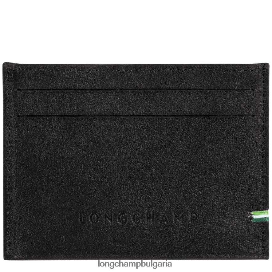 черен мъже притежател на карта sur seine кожени изделия Longchamp 6084PZ1132