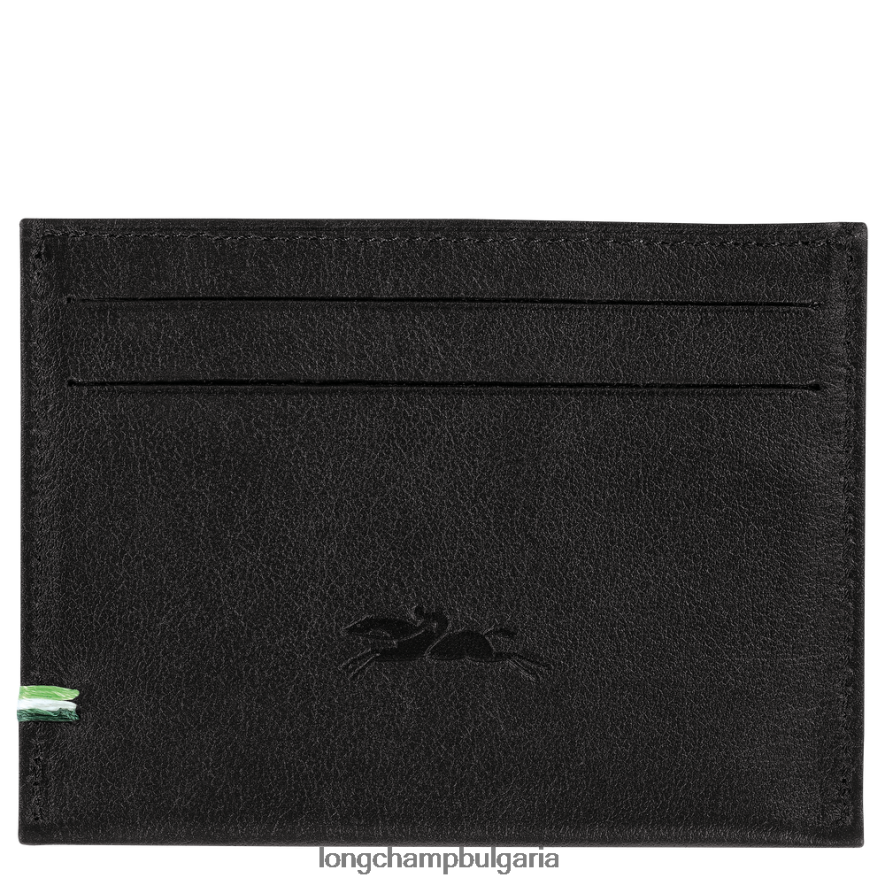 черен мъже притежател на карта sur seine кожени изделия Longchamp 6084PZ1132