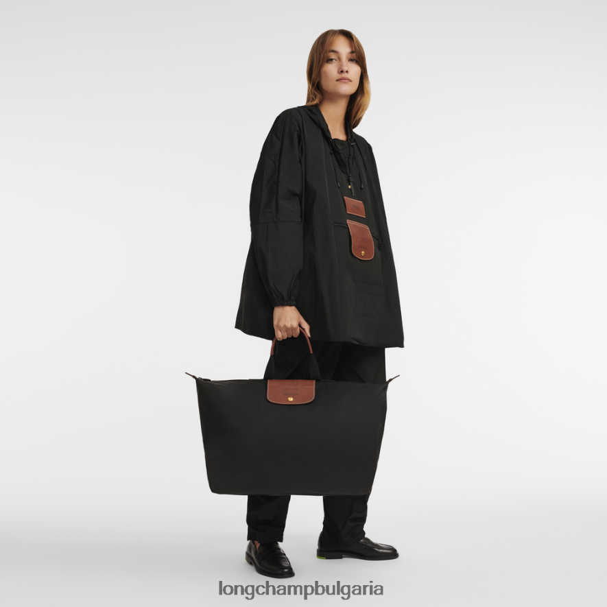 черен мъже пътна чанта / раница чанти Longchamp X D'heygere 6084PZ832